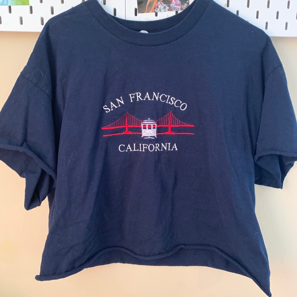 Embroidered cropped SF tee